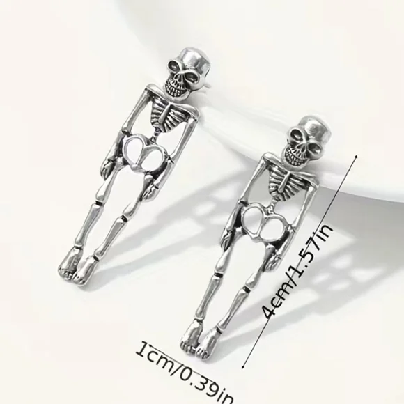 Skeleton Earrings Goldtone NIP - Picture 4 of 4